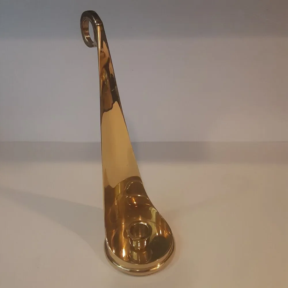Brass Taper Candle Holder Tall Scrolled Finger Hole Versatile Decor